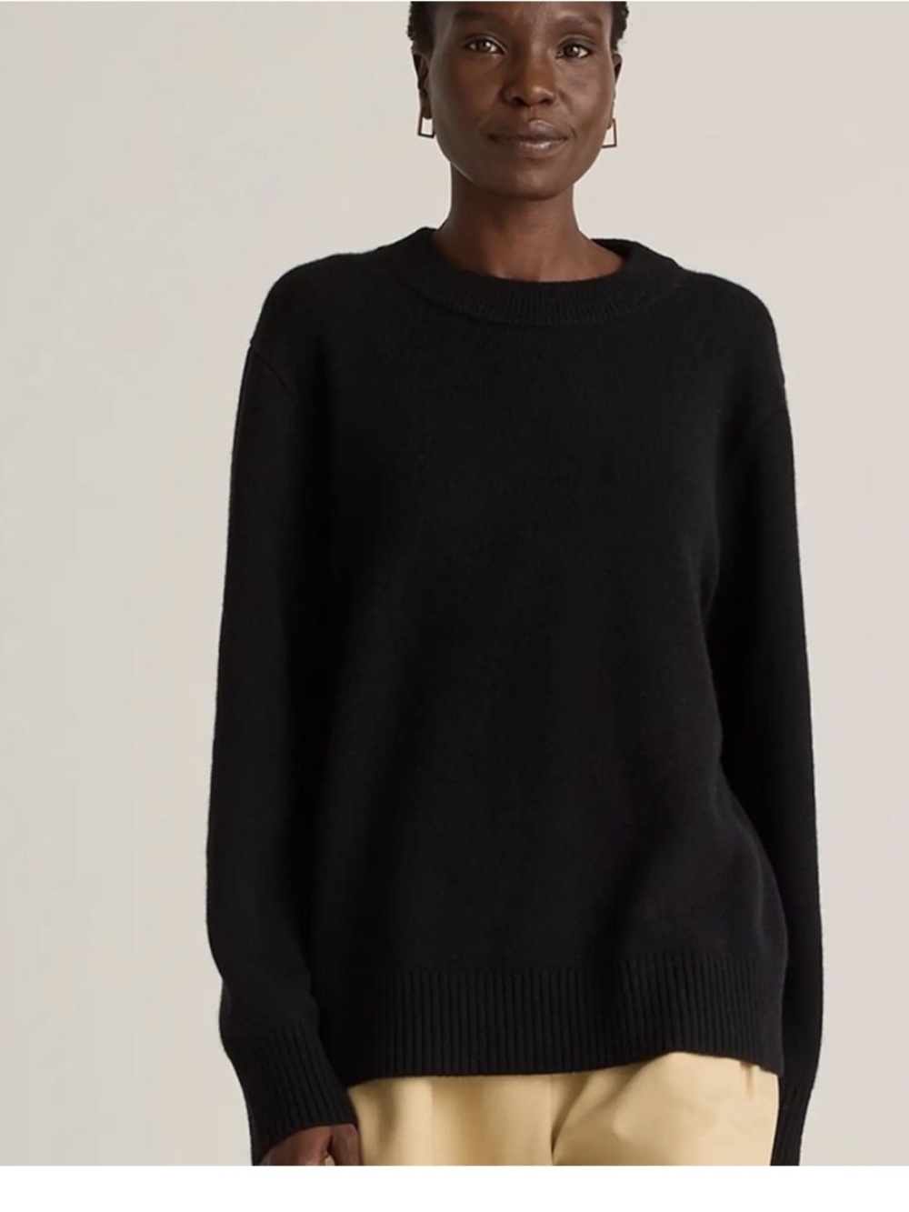 Quince Mongolian Cashmere Oversized 2.0 Crewneck Sweater Black Small
